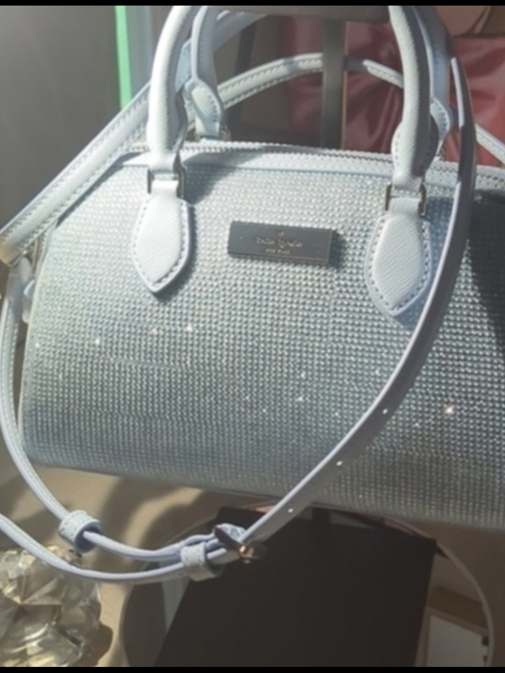 Kate Spade Madlison Crystal-Embellished Denim Satchel w Detachable Strap NWT - Picture 1 of 9
